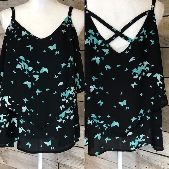 torrid Tops - Torrid Blank Tank With Teal Butterflies Plus Size